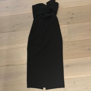 Black strapless midi dress
